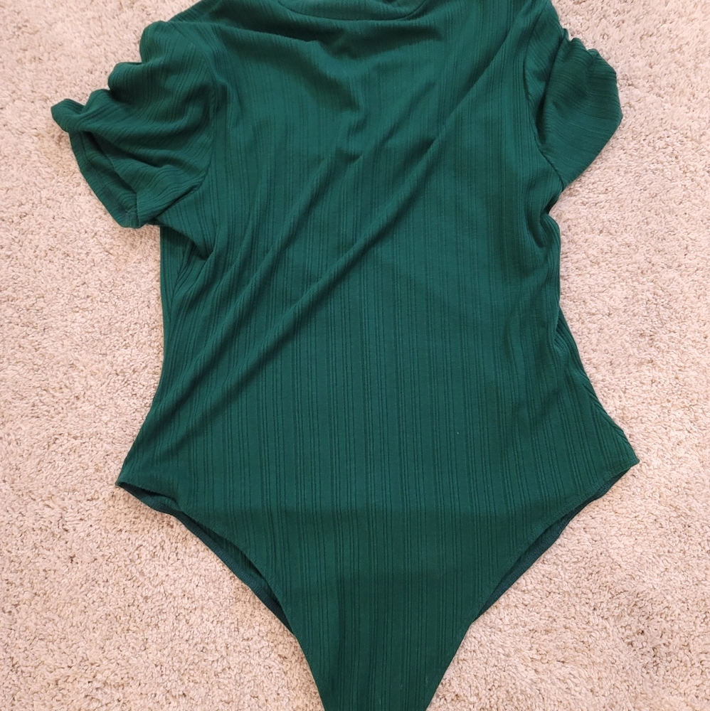 Plus Size Ribbed Mock Neck Bodysuit